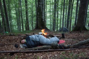 Some  people sleep in the tent, some enjoy fresh air whole night.