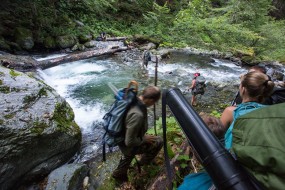 Every morning and evening ritual crossing the river from camp to plots (and back)